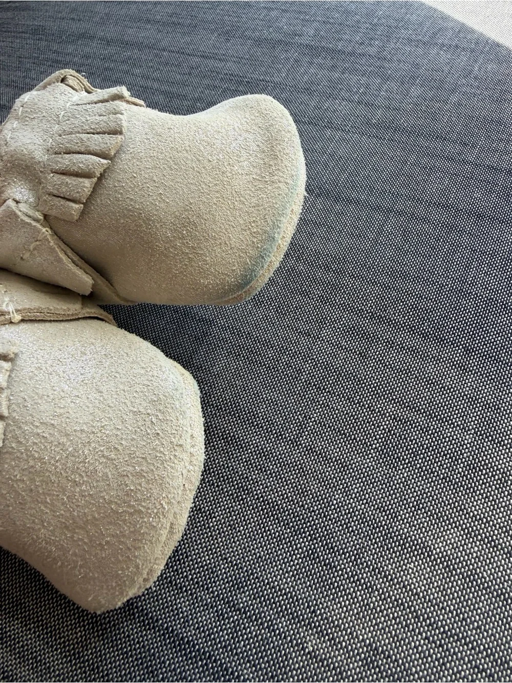 Freshly Picked Tan with Shimmer Suede  Baby Moccasins